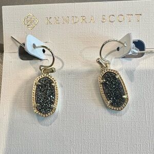 Kendra Scott Lee Gold Drop Earrings in Platinum Drusy